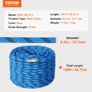 VEVOR 12.7mm Static Climbing Rope 125/150/200ft