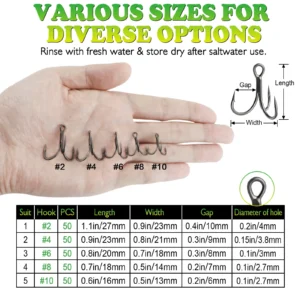 Treble Hooks 50PCS PTFE Coating Treble Hooks