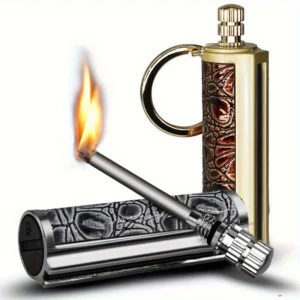 2PCSVintage Permanent Lighter Flint Metal Match Waterproof.