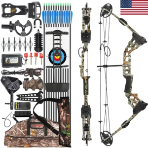 Adjustable Compound Bow Arrow Set with Spine 500 Carbon Arrows 20-70lbs 320FPS.