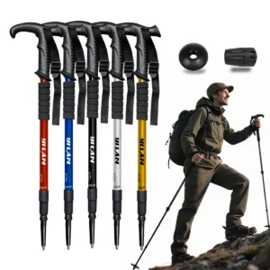 Ultralight hiking poles with shock absorption and quick-locking system.