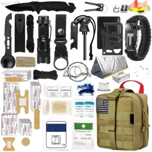 258-Piece Professional Survival & Outdoor Gear Set Comes with fire starters.