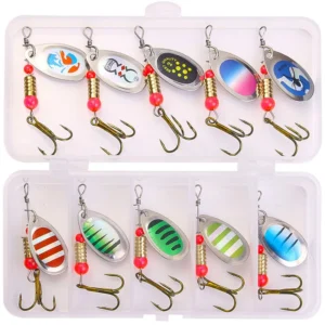 10pcs Metal Spinner Baits Fishing Lures for Bass Salmon Trout.