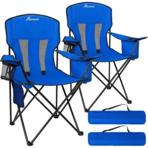 Camping Chairs or Adults 2 Pack, folding Chair with 4-Can Cooler Bag