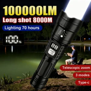 100000LM Super Bright Flashlight Rechargeable LED Torch.