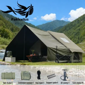 PAKICETUS Inflatable Camping Tent with Extended Sun Canopy Double Room.